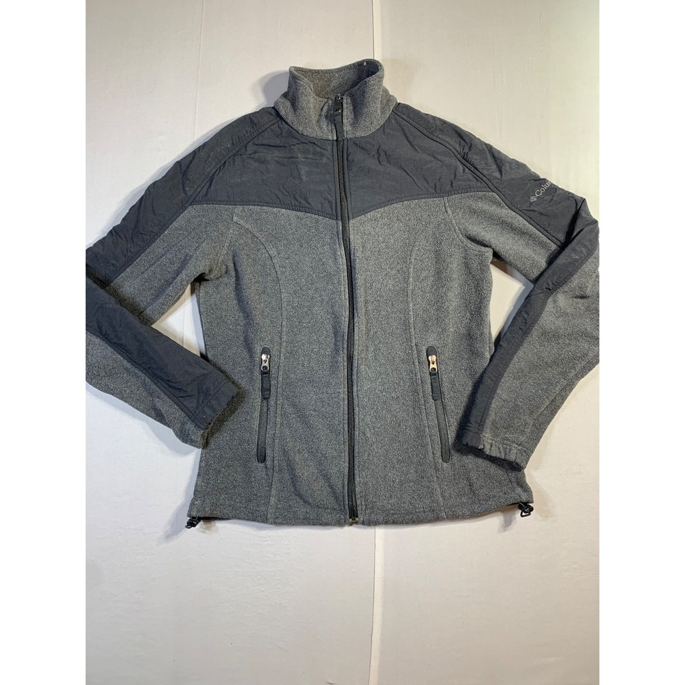Columbia Fleece Jacket Womens Medium Gray Full Zip Outdoor Hiking Lightweight